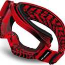 BELINOUS Kid Riding Goggles for ATV Dirt Bike Motorcycle Motorcross MX, Youth Dirt Bike Goggles for Kids 3-12 with Soft Strap (Red)
