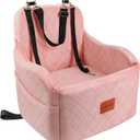 Lealchum Dog Booster Car Seat for Small/Medium Dogs,Soft Puppy Portable Car Seat with Elevated Cushion,Fits in Front/Back Seat,Fully Detachable and Washable,Easy to Install (Pink, Medium)