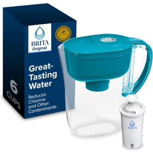 Brita Metro Water Filter Pitcher with SmartLight Change Indicator, BPA-Free, Replaces 1,800 Plastic Water Bottles a Year, Lasts Two Months, Includes 1 Filter, Small - 6-Cup Capacity, Turquoise