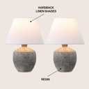 JONATHAN Y 18" Antique Gray Modern Concrete Effect Table Lamp Set of 2, Scandinavian Bedside Lamps for Bedroom Living Room, White Linen Shade, LED Bulbs Included JYL5606A-SET2
