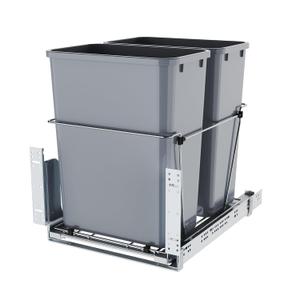 Double 35 QT Pull Out Trash Can for Under Sink Storage,Doesn't Include Door Fittings Adjustable Sliding Drawer System,15 Inch Width, Kitchen Storage Solution