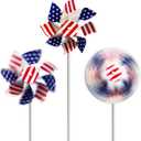 The Dreidel Company USA Flag Pinwheel, Stars and Stripes, Patriotic, Party Decorations, 6" Inches (12-Pack)