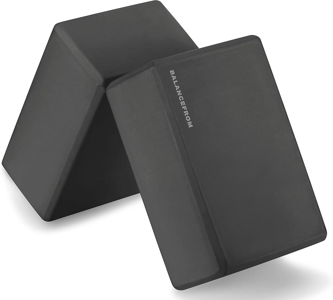 Fitvids Set of 2 High Density Premium - EVA Yoga Blocks, 9"x6"x4" Each (Black)
