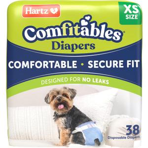 Hartz Comfitables Disposable Dog Diapers, Size XS 38 count, Comfortable & Secure Fit, Easy to Put On, Super Absorbent Male and Female Diaper