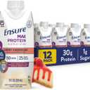 Ensure Max Protein Shake | Cherry Cheesecake | Ready to Drink | 30g Protein for Muscle Health | 1g Sugar, 4g Fiber | 11 fl oz, 12 Pack