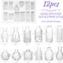 Bud Vases Set of 12, Glass Vase for Decor Centerpieces, Small Vases for Flowers, Clear Flower Vase Stripe Modern Bud Vases in Bulk, Vintage Vases for Floral Wedding Party Table Decoration Home Decor