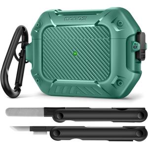 MOBOSI for Airpods Pro 2 Case, Compatible with AirPods Pro Case Cover 2nd/1st Generation with Lock&Keychain&Cleaner Kit, Full Body Shockproof Protective Hard Shell (2023/2022/2019), Light Green