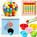 9.6" Wooden Gumball Machine Counting Montessori Toys for 3 4 5 Years Old Boys Girls, Toddler Preschool Learning Activities Toy for Kids Ages 4-8, Birthday Gifts Sensory Toys (White&blue Candy Machine)