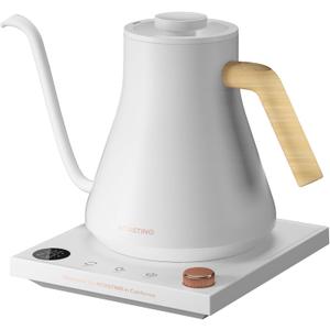 INTASTING Electric Kettles, Gooseneck Electric Kettle, 1 Temperature Control, Stainless Steel Inner, Quick Heating, for Pour Over Coffee, Brew Tea, Boil Hot Water, 0.9L White