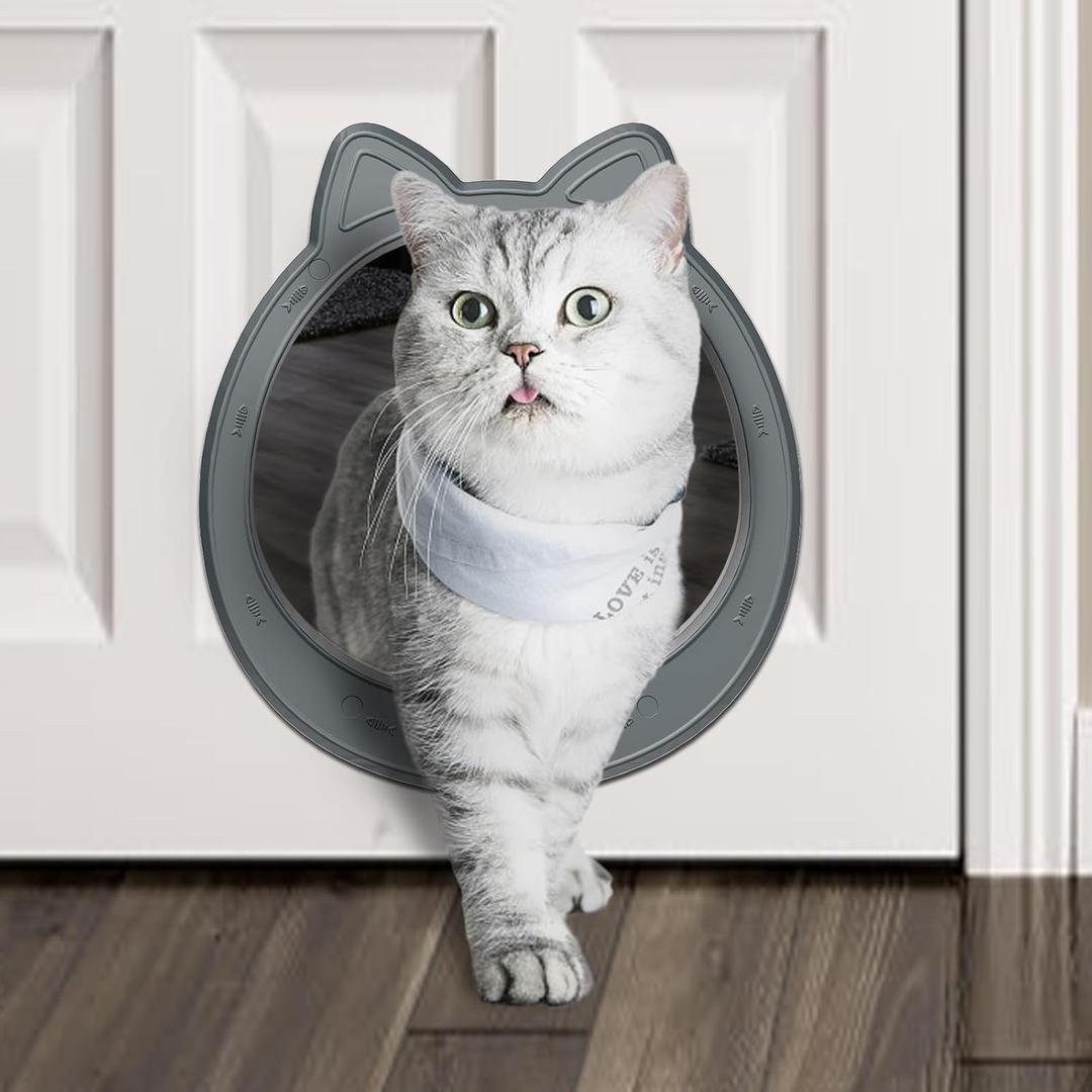 Large Cat Door Interior Door, No-Flap Cat Door for Interior Door, Pet Door for Cats, Easy DIY Setup, No Training, Up to 22 LBS, Easy to Install(Smoky Gray)