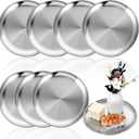 8 Pcs Silver Tray, Round Decorative Serving Bar Dish Key Bowl Mirror Dresser Decoration Vanity Tray Jewelry Makeup Organizer for Bathroom Candle Perfume Countertop (9 Inch)