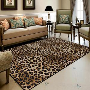 Leopard Rug 5x7 Washable Animal Print Rug Living Room Large Carpet Soft Non-Slip, Non-Shedding Brown Carpet for Office Dormitory Bedroom