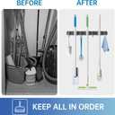 ZONGOOL Mop and Broom Holder Wall Mount, Broom Organizer Mop and Broom Storage Tool Racks Stainless Steel Wall Hanger for Home Kitchen Garden Laundry Garage (3 Racks with 4 Hooks, Black)