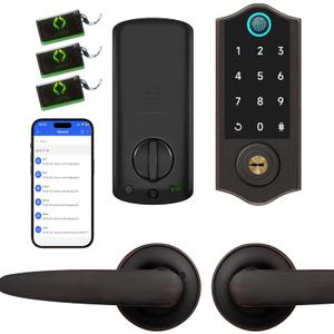 Harfo Smart Fingerprint Door Lock, Keyless Entry Deadbolt, Full App Control Biometric Lock, Electronic Digital Touchscreen Keypad, Auto Lock, Easy Install, Aged Bronze