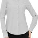 Button Up Shirt Women Long Sleeve Oxford Shirt Classic-Fit Cotton Work Blouse Wrinkle Resistant (Gray, XXL)