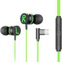 USB-C Headphones with Microphone, Wired Earbuds Magnetic in-Ear Type C Earphone,Volume Control, Noise Canceling, Compatible with Samsung Galaxy S24 S23 S22, for iPhone 17/16/15 (Green)