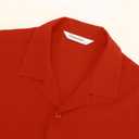 Men's Short Sleeve Button Down Shirt Cuban Collar Anti-Wrinkle Shirt Casual Summer Beach Shirt (Red, M)