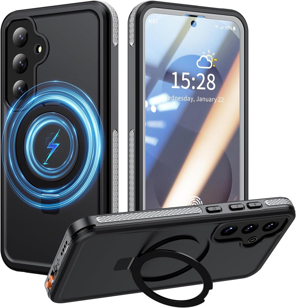 ANTSHARE for Samsung Galaxy S25 Plus Case Waterproof, Galaxy S25 Plus Case with [Compatible with Magnetic & Stand] [IP68 Underwater] [Built in Screen Protector], Shockproof Case for S25 Plus 6.7 (Black)