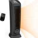 Lasko Portable Oscillating Indoor Electric Ceramic Tower Space Heater with Tip-Over Safety Switch, Overheat Protection, Timer and Remote Control, Safe for Home, 22.5 Inches,1500W, 751321, Black