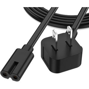 AGVEE 6.6ft Mini Fridge Power Cord Compatible with AstroAI Mini, Cooluli Mini, Chefman Mini, Koolatro, Frigidaire Fridge, Replacement 90 Degree Angled 18AWG ETL Listed 2-Prong Cable, Black