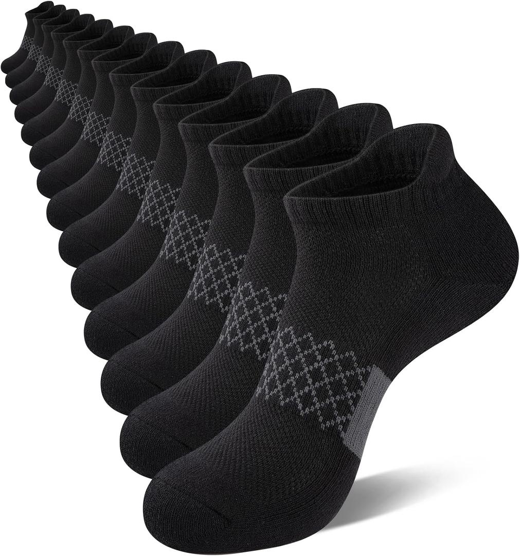 eallco Mens Cotton Ankle Socks Athletic Running Low Cut Breathable Cushioned Sport Tab Short Socks 7 Pairs