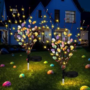 Copkim 2 Pcs Solar Easter Egg Lights Waterproof Egg Stake Lights Decorative Garden Firefly Outdoor Easter Light for Lawn Trails Landscaped Yards Pathway Porches and Patio Decorations