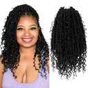 Boho Crochet Passion Twist Hair Pre looped, 12 Inch Goddess Passion Twist Crochet Hair with Curly Ends 8 Packs Natural Black Pre-twisted Bohemian Crochet Braids (8 PCS/88 STRANDS, 1B)
