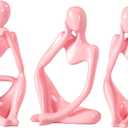 Thinker Statue Gold Decor Abstract Art Sculpture, Golden Resin Collectible Figurines for Home Living Room Office Shelf Decoration,Great Gifts Ideas (Pink)