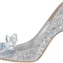 sexytag Women's Crystal Rhinestone Poined Toe Pumps Clear Stiletto High Heels (8.5)