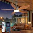 Outdoor Ceiling Fan with Lights, 42 Inch Plug in Gazebo Fans with Remote APP Control, Quiet DC Motor, Dimmable 3CCT, Waterproof Hanging Fans for Patios, Porch, Wood Color