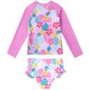 Valcatch Girls Rash Guard Set 2 Piece Long Sleeve UPF 50+ Quick Dry Swimsuit with Ruffle Shorts