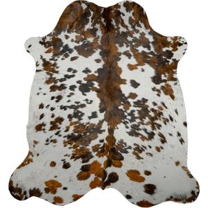 Original Tricolor Cow Hide Rug 5x7 ft, Real Hair on Hide