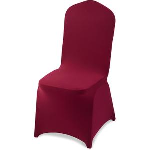 VEVOR Chair Covers, Polyester Spandex Chair Cover, Stretch Slipcovers for Wedding Party Dining Banquet Flat-Front Chair Covers (Burgundy-a, 50PCS)