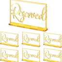 6 Pieces Acrylic Reserved Table Sign Wedding Signs for Tables Acrylic Standing Reserved Wedding Signs for Seating Reservation Restaurant Business Office (Gold)