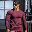 Men's Long Sleeve Muscle Shirt High Stretch Breathable Sweat-Wicking Bodybuilding Fitness Top for Gym & Sports (XXL)