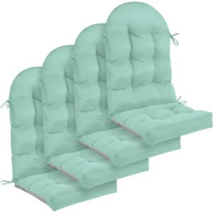 Geelin 4 Pcs Outdoor Patio Chair Cushion Thick High Back Adirondack Chair Cushion Tufted Weather & Fade Resistant Anti-Slip Outside Rocking Chairs Pads with Ties, 44 x 19 x 4 Inch (Light Green)