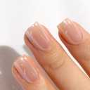 Curvlife Soft Gel Square Press on Nails, 30Pcs 15 Sizes Mirror Pink Nail Tips, Full Cover Design Reusable Fake Nails Kit with Glue and Adhesive Tabs