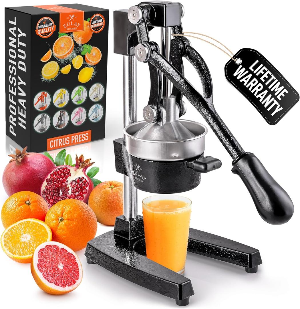 Cast Iron Juicer,Manual Juicer Hand Press,Professional Citrus Juicer,with Stainless Steel Cup,Easy to Use & Clean,Heavy Duty Stainless Steel Manual Juicer For Orange Juice,Pomegranate,Lemon(Black)