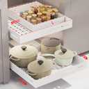 Expandable Pull Out Cabinet Organizer - Adjustable Width 12-18" & Depth 13-23", 3-Rail Heavy Duty Slide Out Drawer, No-Drills Adhesive Mount, Fits Lip & Lip-Free Cabinets (White)