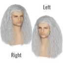 Cosela Witch Wig for Women Men Long Curly Silver Grey Old Lady Costume Wig for Halloween