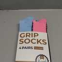Pembrook Non Slip Crew Grip Socks Men & Women - 4 Pairs | Non Slip Socks for Elderly, Hospital, Pilates, Yoga, Barre, Home, X-Large