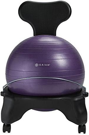 Gaiam Classic Balance Ball Chair – Exercise Stability Yoga Ball Premium Ergonomic Chair for Home and Office Desk with Air Pump 