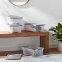 Amazon Basics Plastic Storage Containers with Secure Latching Lids, Stackable Organization Bins for Organizing, Clear/Grey, 12 Quart, Set of 6