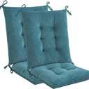 Makimoo Outdoor Patio Cushion, Rocking Chair Cushion, Tufted Pads, Set of Upper and Lower with Ties Pack of 2 (2 Sets) - Back 20"×17.5", Seat 17.5"×17.5" (Blue)