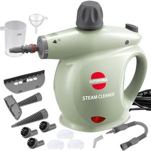 Handheld Steam Cleaner, Pressurized Multi-Surface Steam Shot with 13 Accessories, Safety Lock, Steamer for Cleaning Floor, Upholstery, Grout, Windows, Couch and Car, Green