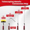 RIDGE WASHER 24 FT Telescoping Pressure Washer Wand, Power Washer Extension Wand with Brush, Telescopic Gutter Cleaner with 3 Stainless Steel Curve Wands, Adjustable Support Belt, 7 Nozzles, 4000 PSI
