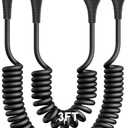 PRAKIE Coiled USB C Cable Fast Charging for Car 3FT/5FT, USB A to USB C Cable, Type C Charge Cord USB-C Charging Cable Compatible with iPhone 17/16/15/Samsung Galaxy S20 and More USB C Devices-Black