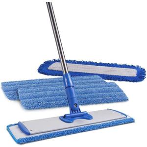 18" Professional Microfiber Mop - Hardwood Floor Mop - Dry & Wet Mop for Wood, Laminate, Tile, Vinyl Floors | Washable Pads | Wet & Dust Mopping | Adjustable Handle (Mop Kit with Telescoping Handle)