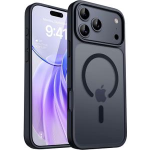 CACOE Magnetic Case for iPhone 17 Pro 6.3 inch-Compatible with MagSafe & Magnetic Car Phone Mount,Not Yellowing Anti-Scratch (Matte Black)