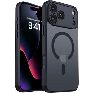 BENTOBEN Magnetic for iPhone 17 Pro Case 2025, [Upgraded Full Camera Protection] [Compatible with Magsafe] [Translucent Matte] Drop Protection Shockproof Protective Phone Cover 17 Pro 6.3 Inch - Black